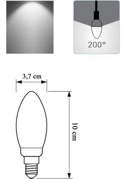 4,9W (40W) LED Mum Ampul Beyaz 6500K - E14 3 Adet Avize Lambası