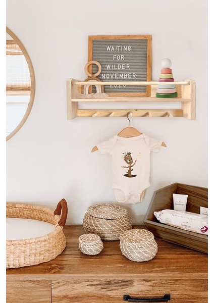 Montessori Çocuk Bebek Odası Kitaplık Askılık Çok Amaçlı Duvar Rafı