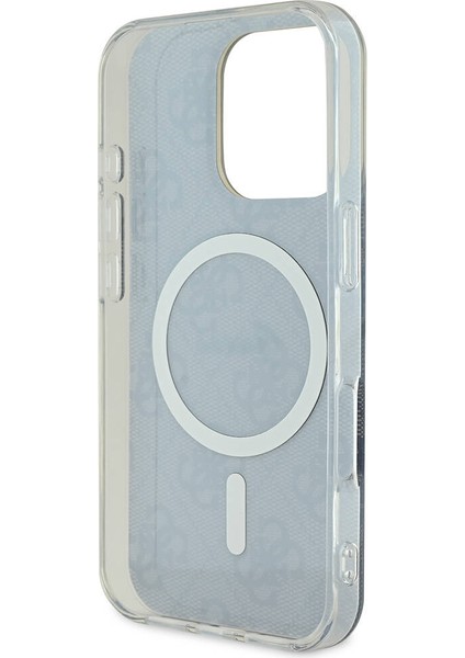 Apple iPhone 16 Pro Uyumlu Kılıf Guess Orjinal Lisanslı Magsafe Şarj Özellikli Yazı Logo 4g Desenli Siyah