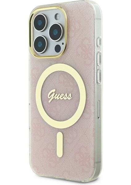 Apple iPhone 16 Pro Max Uyumlu Kılıf Guess Orjinal Lisanslı Magsafe Özellikli Yazı Logolu 4g Desenli Pembe fiyatları