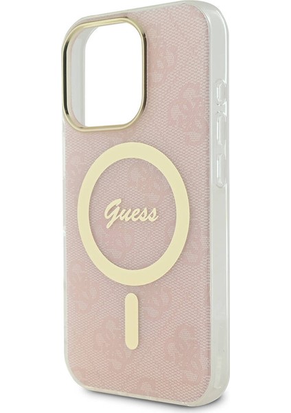 Apple iPhone 16 Pro Max Uyumlu Kılıf Guess Orjinal Lisanslı Magsafe Özellikli Yazı Logolu 4g Desenli Pembe fırsatları