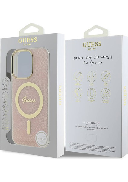 Apple iPhone 16 Pro Max Uyumlu Kılıf Guess Orjinal Lisanslı Magsafe Özellikli Yazı Logolu 4g Desenli Pembe indirimleri