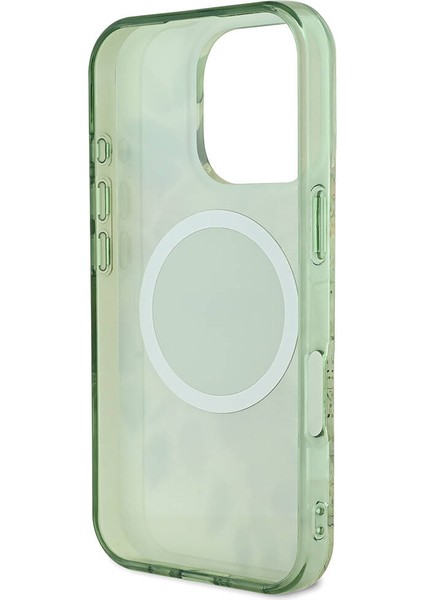 Apple iPhone 16 Pro Uyumlu Kılıf Guess Orjinal Lisanslı Magsafe Şarj Özellikli Flower Tonal Circle Yeşil fırsatları