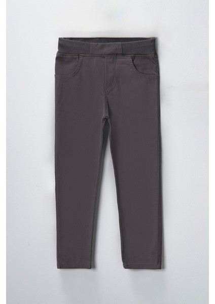 8334 6-10 Yaş Erkek Beli Lastikli Füme Okul Pantolonu
