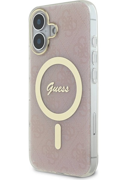Apple iPhone 16 Plus Uyumlu Kılıf Guess Orjinal Lisanslı Magsafe Özellikli Yazı Logolu 4g Desenli Pembe fiyatları