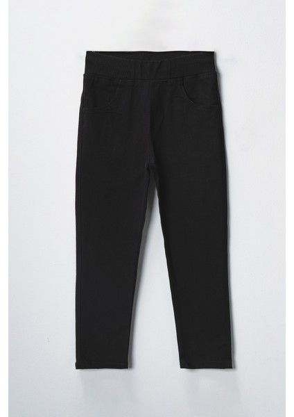 8332 6-10 Yaş Erkek Beli Lastikli Siyah Okul Pantolonu