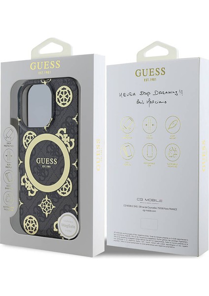 Apple iPhone 16 Pro Kılıf Guess Orjinal Lisanslı Magsafe Özellik Iml Peony ve 4g Desen Klasik Logolu Siyah indirimleri