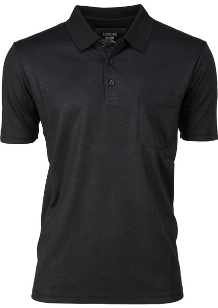 Erkek Pamuklu Merserize Kumaş T-Shirt Düğmeli Polo Yaka Cepli Kısa Kol Şık Desenli Tam Kalıp