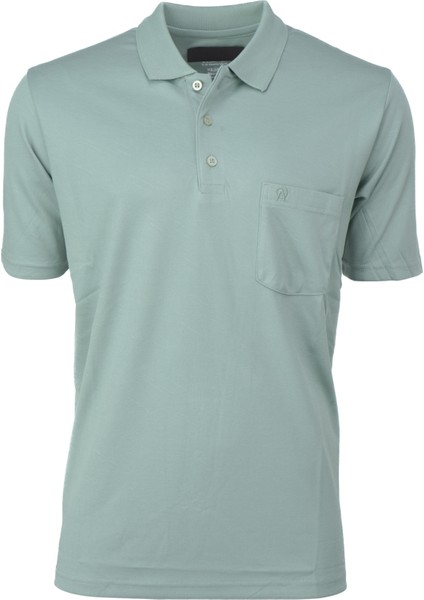 Erkek Pamuklu Merserize Kumaş T-Shirt Düğmeli Polo Yaka Cepli Kısa Kol Şık Desenli Tam Kalıp