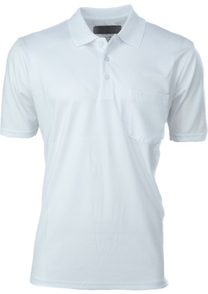 Erkek Pamuklu Merserize Kumaş T-Shirt Düğmeli Polo Yaka Cepli Kısa Kol Şık Desenli Tam Kalıp