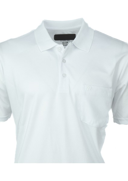 Erkek Pamuklu Merserize Kumaş T-Shirt Düğmeli Polo Yaka Cepli Kısa Kol Şık Desenli Tam Kalıp