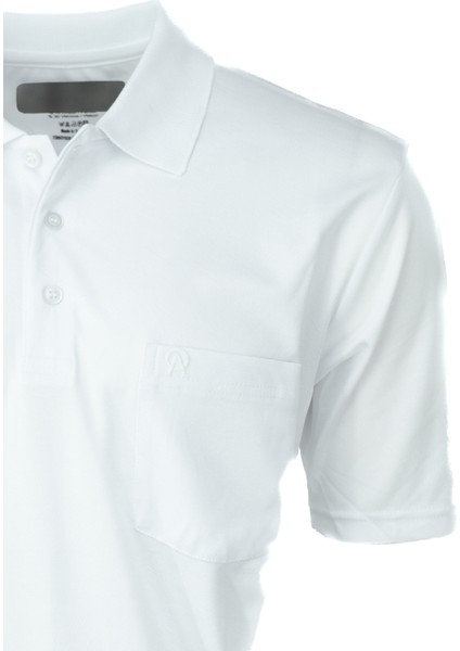 Erkek Pamuklu Merserize Kumaş T-Shirt Düğmeli Polo Yaka Cepli Kısa Kol Şık Desenli Tam Kalıp