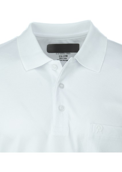 Erkek Pamuklu Merserize Kumaş T-Shirt Düğmeli Polo Yaka Cepli Kısa Kol Şık Desenli Tam Kalıp