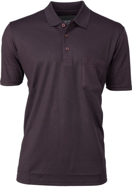 Erkek Pamuklu Merserize Kumaş T-Shirt Düğmeli Polo Yaka Cepli Kısa Kol Şık Desenli Tam Kalıp