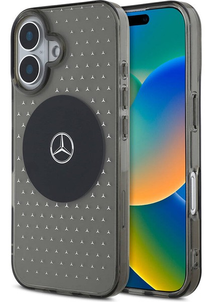 Apple iPhone 16 Plus Kılıf Mercedes-Benz Orjinal Lisanslı Magsafe Özellik Yıldız Desenli Transparan Siyah