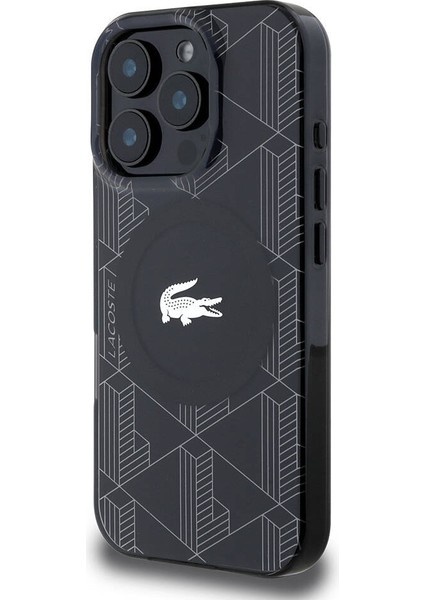 Apple iPhone 16 Pro Max Kılıf Lacoste Lisanslı Magsafe Özellik Iml Baskı Timsah Logolu Monogram Siyah fiyatları