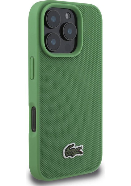 Apple iPhone 16 Pro Max Kılıf Lacoste Orjinal Lisanslı Pu Pike Desenli Ikonik Timsah Dokuma Logolu Yeşil modelleri