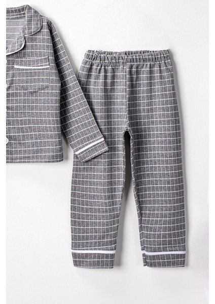 0043 5-8 Yaş Yakalı Kareli Pijama Takım