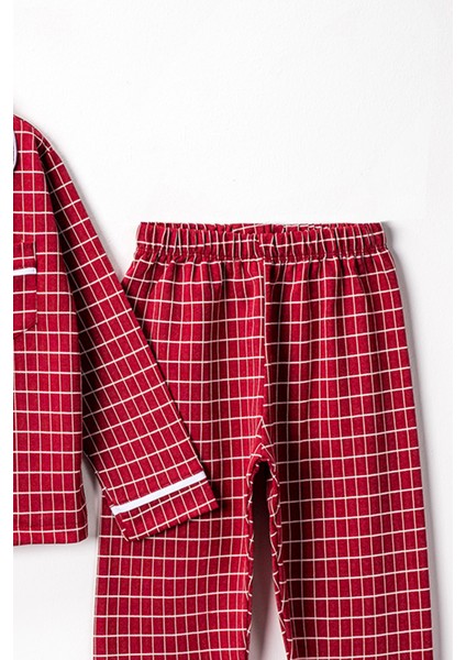 0043 5-8 Yaş Yakalı Kareli Pijama Takım modelleri