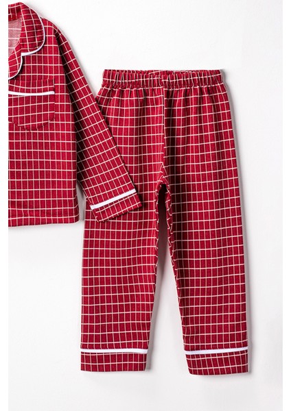 0043 5-8 Yaş Yakalı Kareli Pijama Takım fırsatları