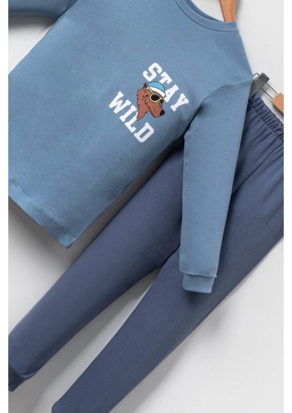 5056 8-10 Yaş Stay Wıld Köpek Baskılı Erkek Pijama Takımı modelleri