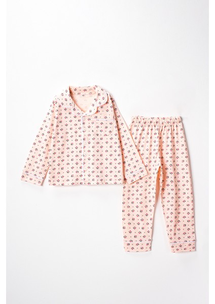 0053 5-8 Yaş Çiçek Desenli Pijama Takım