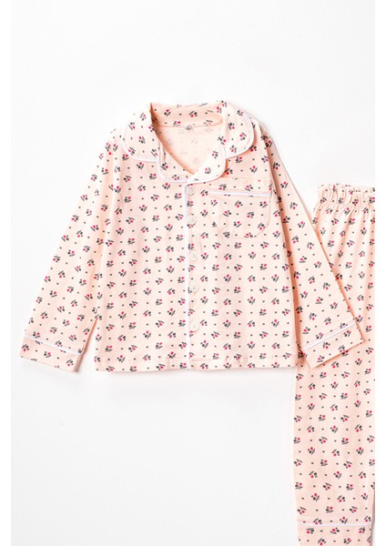 0053 5-8 Yaş Çiçek Desenli Pijama Takım