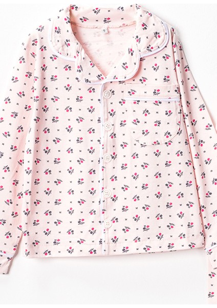 0053 5-8 Yaş Çiçek Desenli Pijama Takım