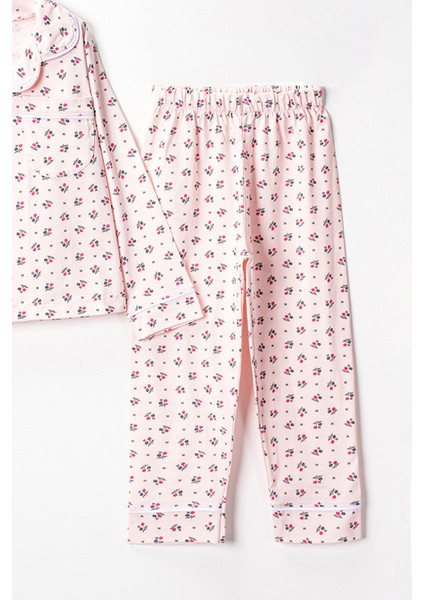0047 9-12 Yaş Yakalı Çiçekli Pijama Takım modelleri