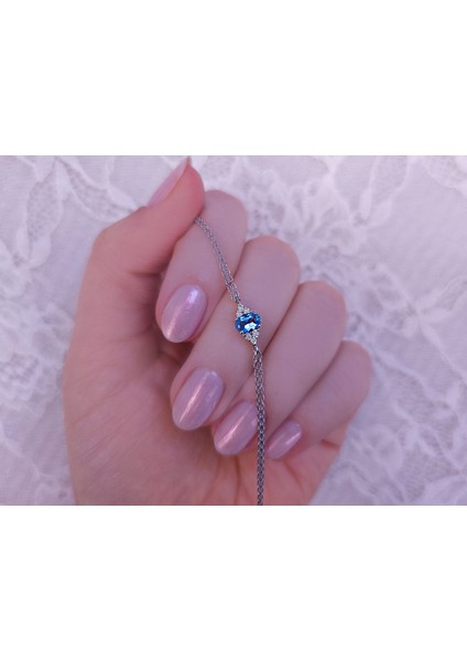 ve Oval Mavi Topaz Taşlı Bileklik 0417B0008 fiyatları