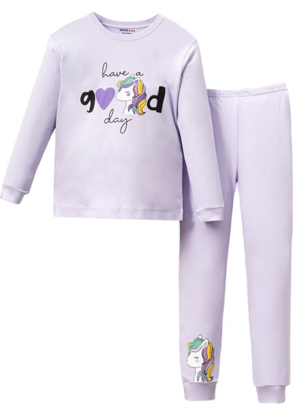 5082 7-10 Yaş Good Unıcorn Baskılı Pijama Takım