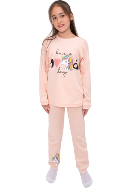 5082 7-10 Yaş Good Unıcorn Baskılı Pijama Takım