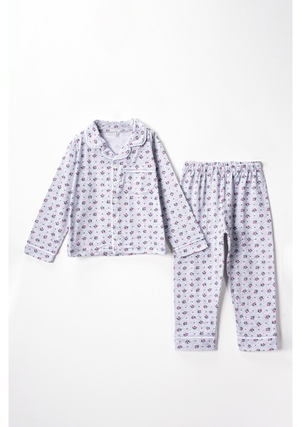 0053 5-8 Yaş Çiçek Desenli Pijama Takım