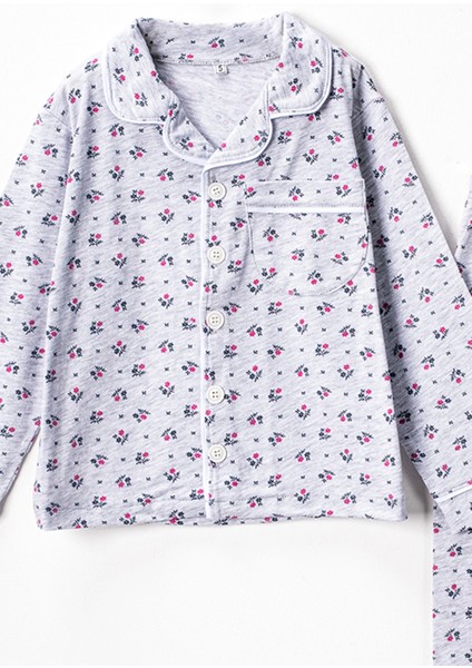 0053 5-8 Yaş Çiçek Desenli Pijama Takım
