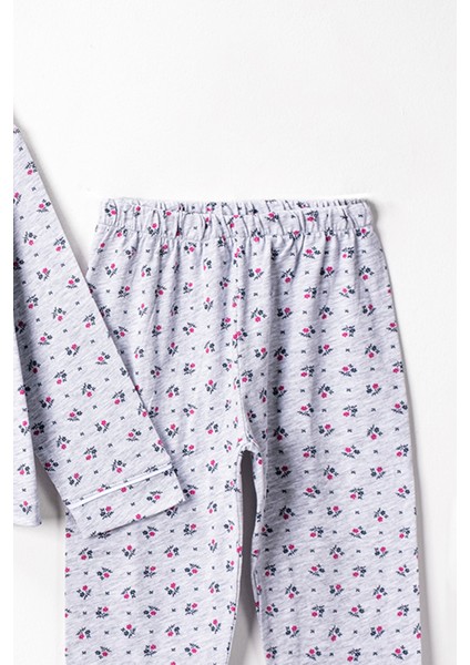 0053 5-8 Yaş Çiçek Desenli Pijama Takım