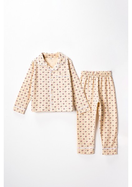 0053 5-8 Yaş Çiçek Desenli Pijama Takım