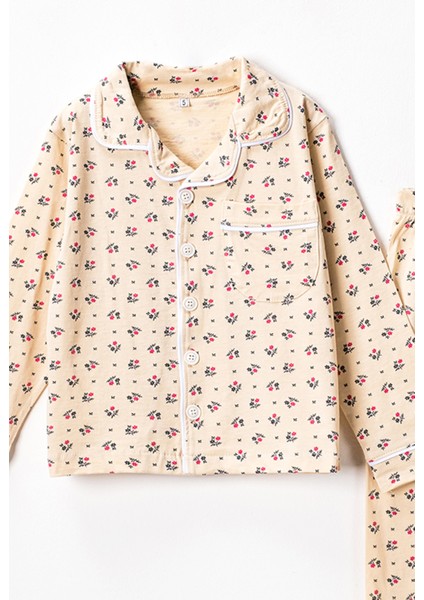 0053 5-8 Yaş Çiçek Desenli Pijama Takım fırsatları