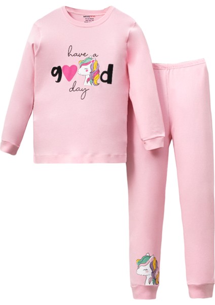 5082 7-10 Yaş Good Unıcorn Baskılı Pijama Takım