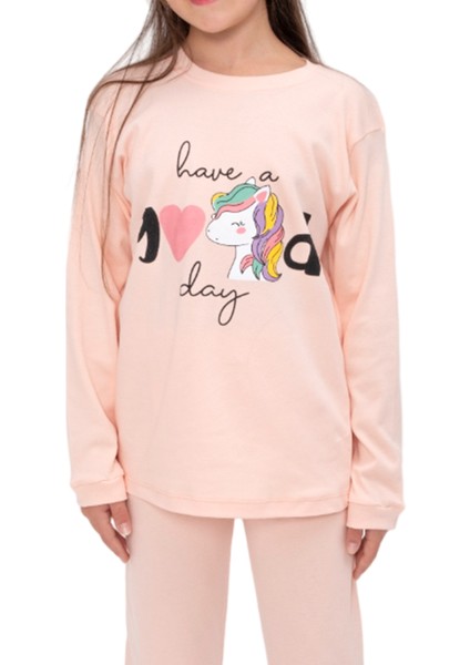 5082 7-10 Yaş Good Unıcorn Baskılı Pijama Takım