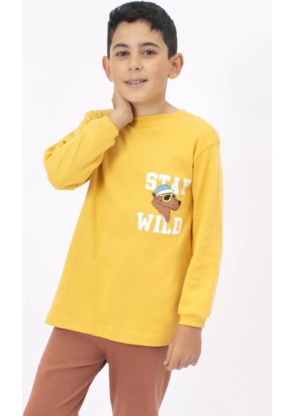 5056 8-10 Yaş Stay Wıld Köpek Baskılı Erkek Pijama Takımı fırsatları