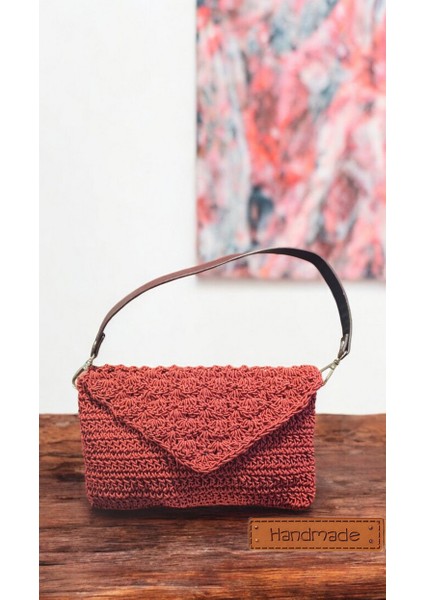 El Işi Handmade Tasarım Örgü Omuz Çantası Kırmızı modelleri