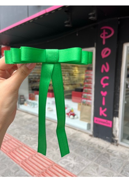 Yeşil Saten Fiyonk Otomatik Kurdele Toka