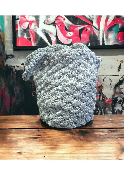 Handmade Tasarım Boru Örgü Omuz Çantası Gri fiyatları