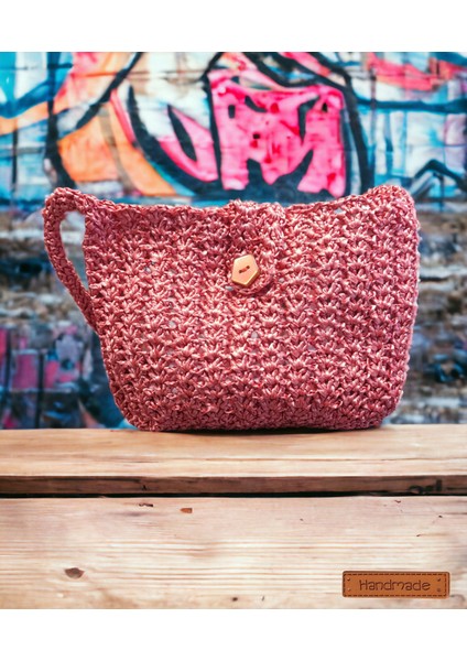 El Işi Handmade Tasarım Örgü Omuz Çantası Gül Kurusu fiyatları