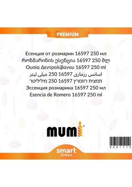 Premium Biberiye Mum Esansı 16597 250 ml fiyatları