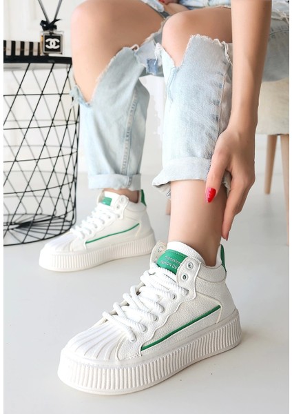 Estim Beyaz Cilt Yeşil Detaylı Bağcıklı Spor Ayakkabı fiyatları