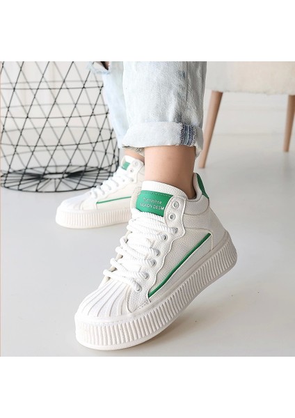 Estim Beyaz Cilt Yeşil Detaylı Bağcıklı Spor Ayakkabı fırsatları