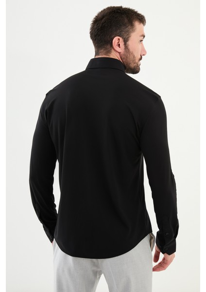 Düz Siyah Slim Fit Erkek Gömlek modelleri