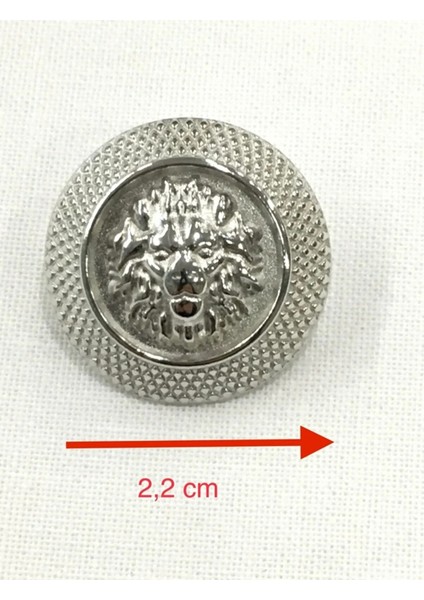 6 Adet 22 Mm (2.2 Cm) Aslan Desenli Gümüş Renk Trençkot Ve Blazer Ceket Düğmesi