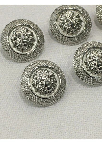 6 Adet 22 Mm (2.2 Cm) Aslan Desenli Gümüş Renk Trençkot Ve Blazer Ceket Düğmesi